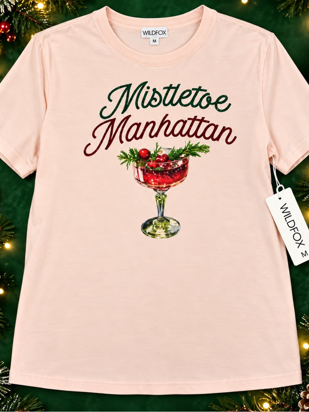 Wildfox White "Mistletoe Manhattan" Short Sleeve Tee